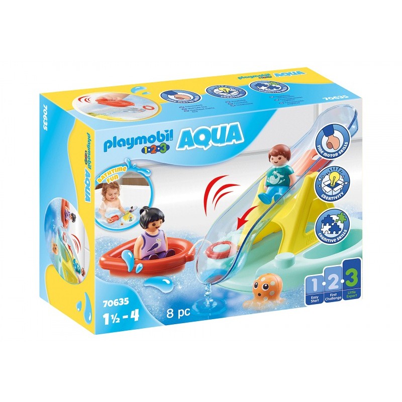 Playmobil 1.2.3 - Isola balneabile con acquascivolo (70635)