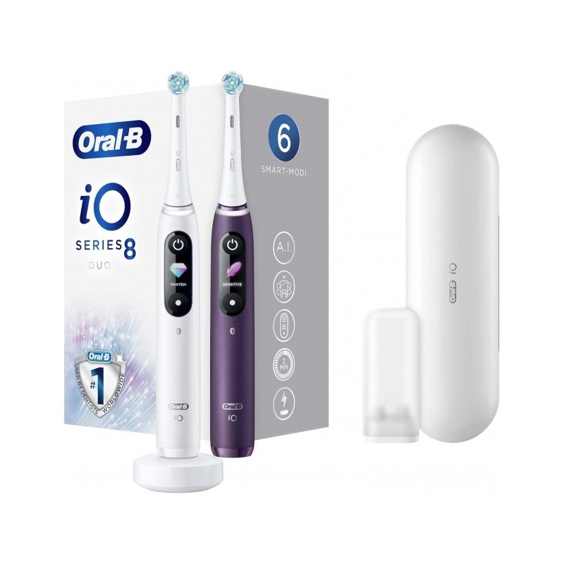 Braun Oral-B iO Series 8 White Alabaster/Violet mit 2.Handst&uuml;ck