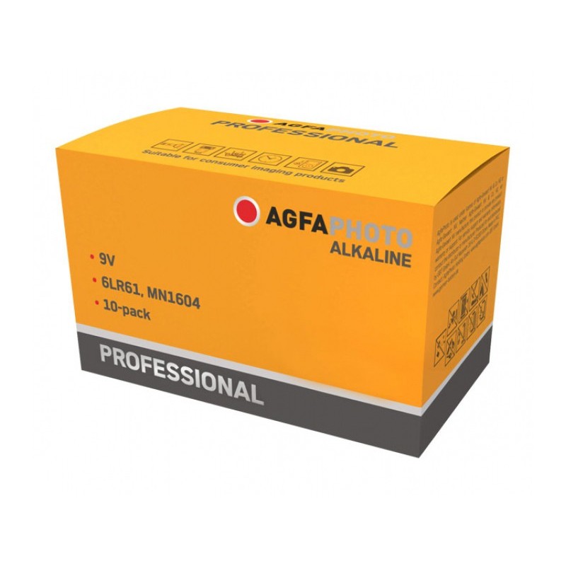 AgfaPhoto 9 V Block-Batterie Alkali-Mangan Professional 10er 110-8584