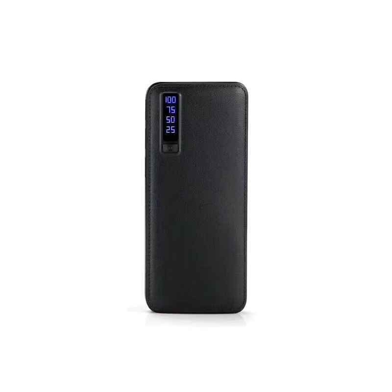 Powerbank 20000mAh LEATHER DESIGN con lampada LED e 3x USB nero