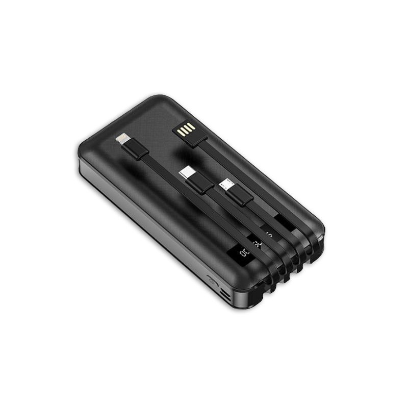 Powerbank 10000 mAh 4 cavi di ricarica Nero