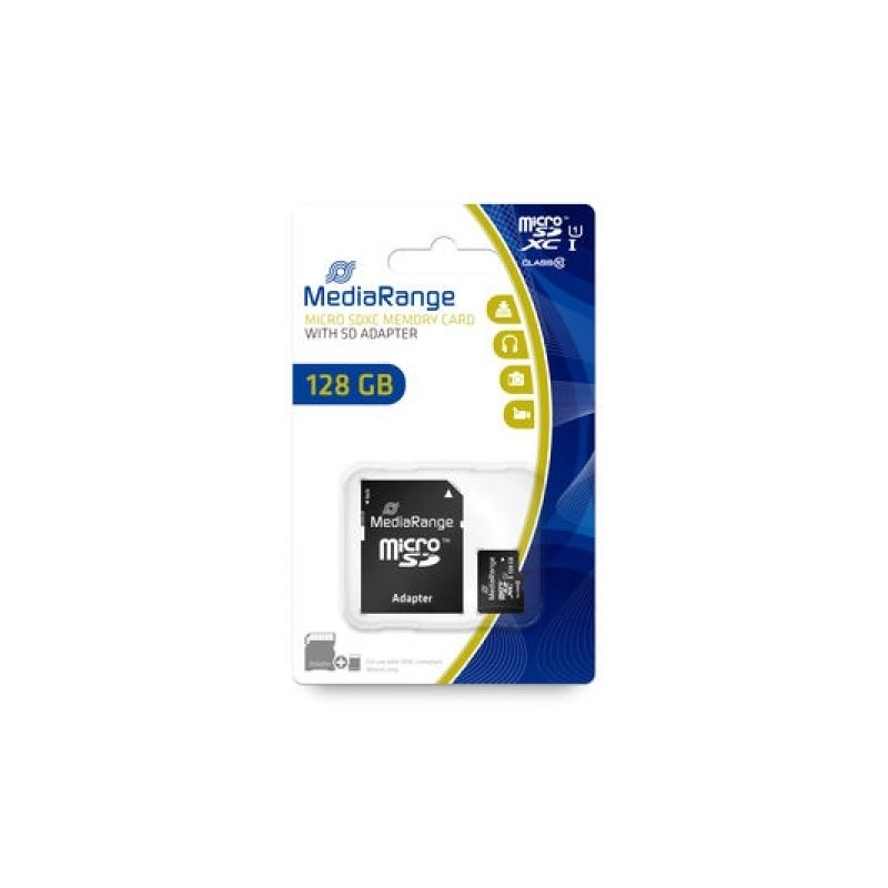 Scheda MediaRange MicroSD/SDXC 128GB UHS-1 Cl10 con adattatore MR945