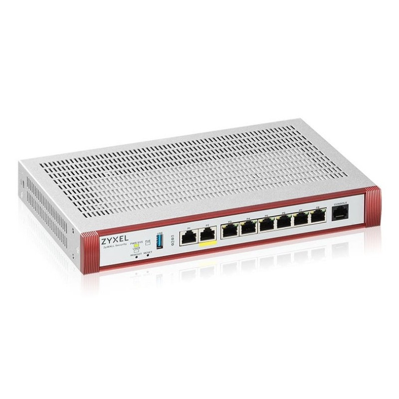 USG FLEX100 H Series, 7 Gigabit user-definable ports, 1*1G PoE+, 1*US