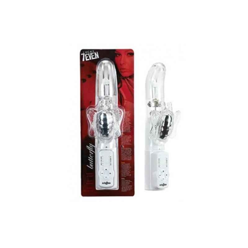 LUCKY 7 BUTTERFLY G-SPOT PERLVIBE, SCHMETTERLING, CLEAR, 17CM