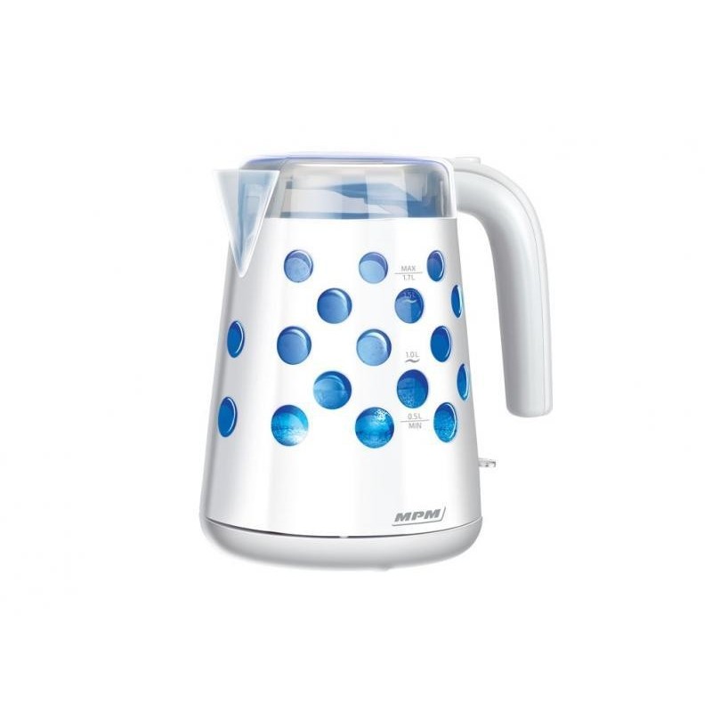 MPM Schnurloser Wasserkocher 1,7l Weiss-Blau MCZ-86