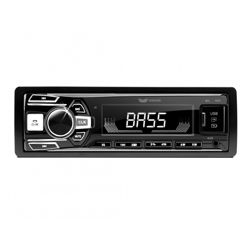 Vordon Autoradio HT-202 con AUX/Bluetooth/Illuminazione/ISO Nero