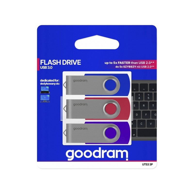 GOODRAM UTS3 USB 3.0 64 GB Confezione da 3 Mix - UTS3-0640MXR11-3P