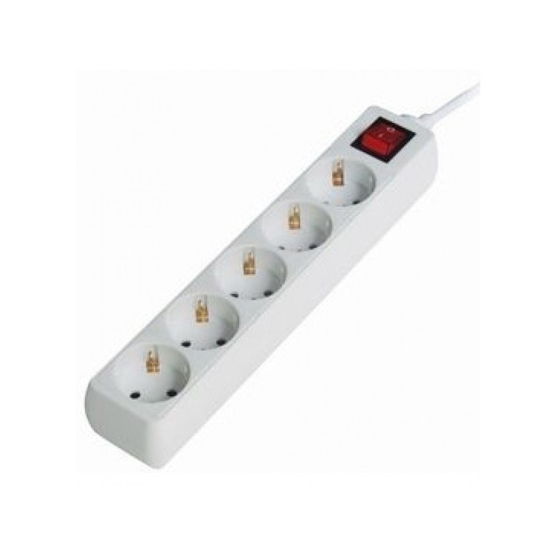 Gembird Surge Protector 5x - 5 prese AC - Bianco - CE - GS - 4500V - 