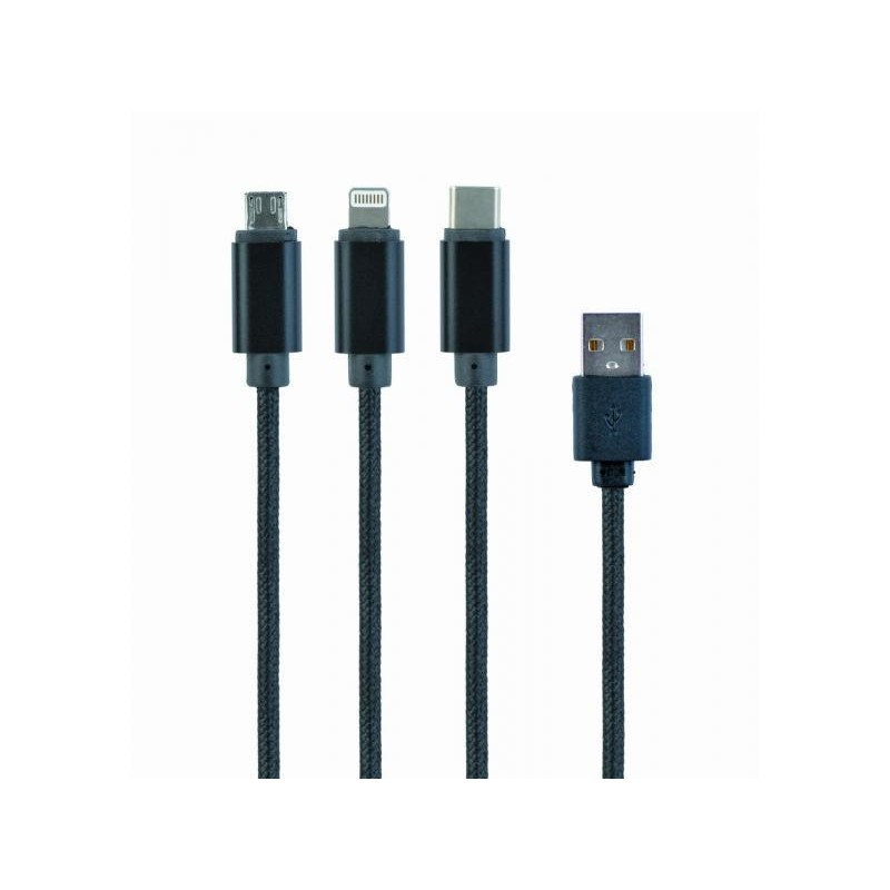 Cavo di ricarica USB CableXpert 3 in 1, nero, 1 m - CC-USB2-AM31-1M