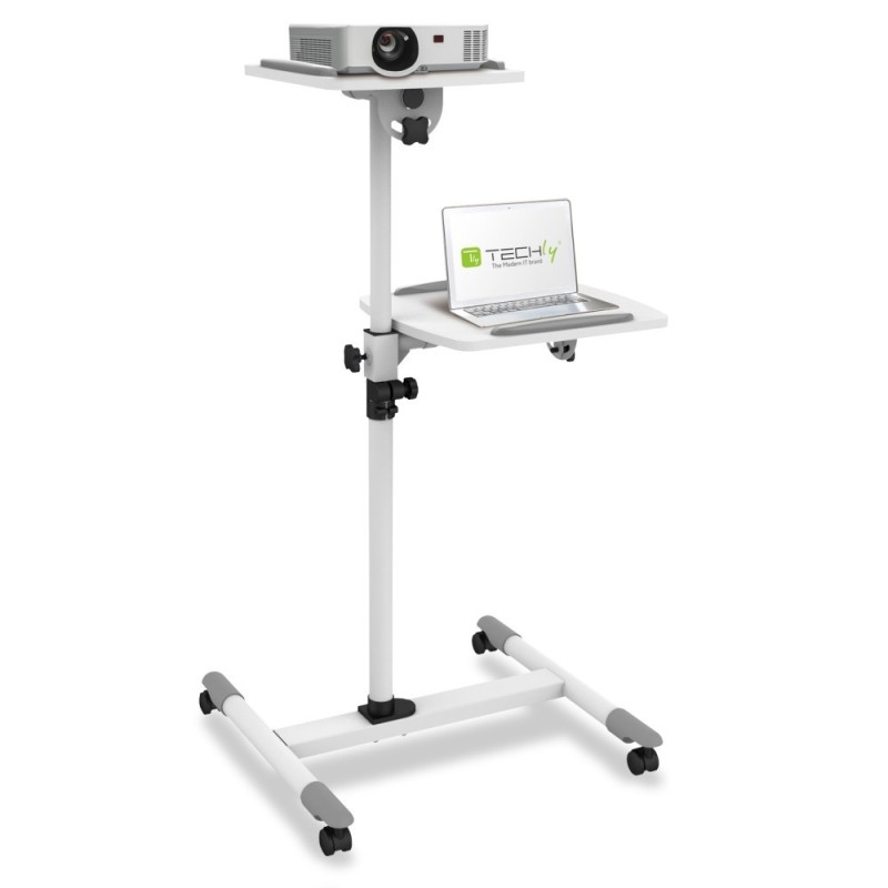 Techly Trolley Universale per Notebook / Videoproiettore, Bianco (ICA