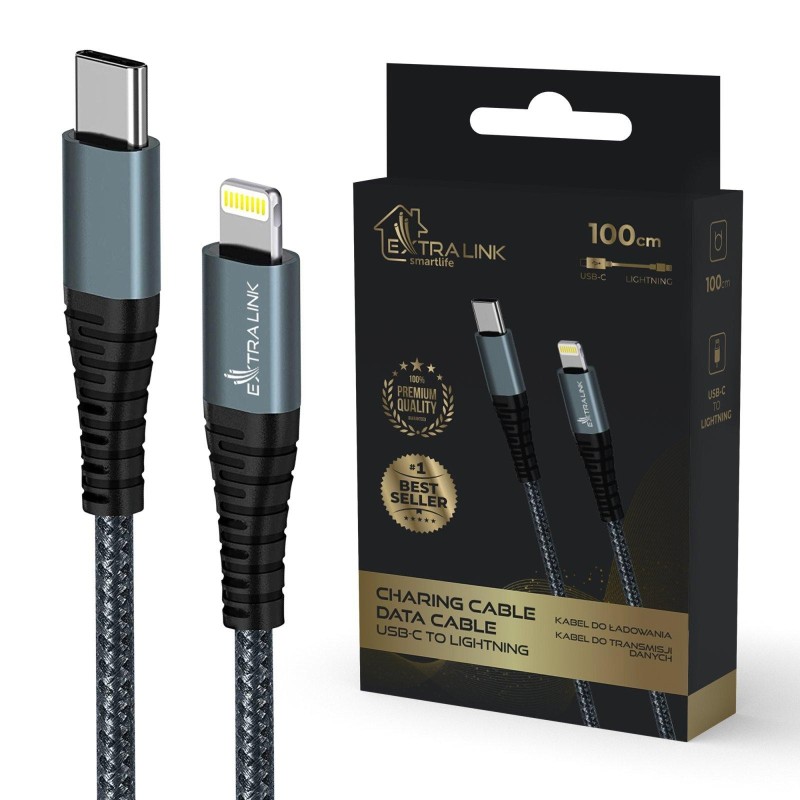 EXTRALINK SMART LIFE CABLE 27W, USB-C TO LIGHTNING 100CM, TPE, 9V 3A,