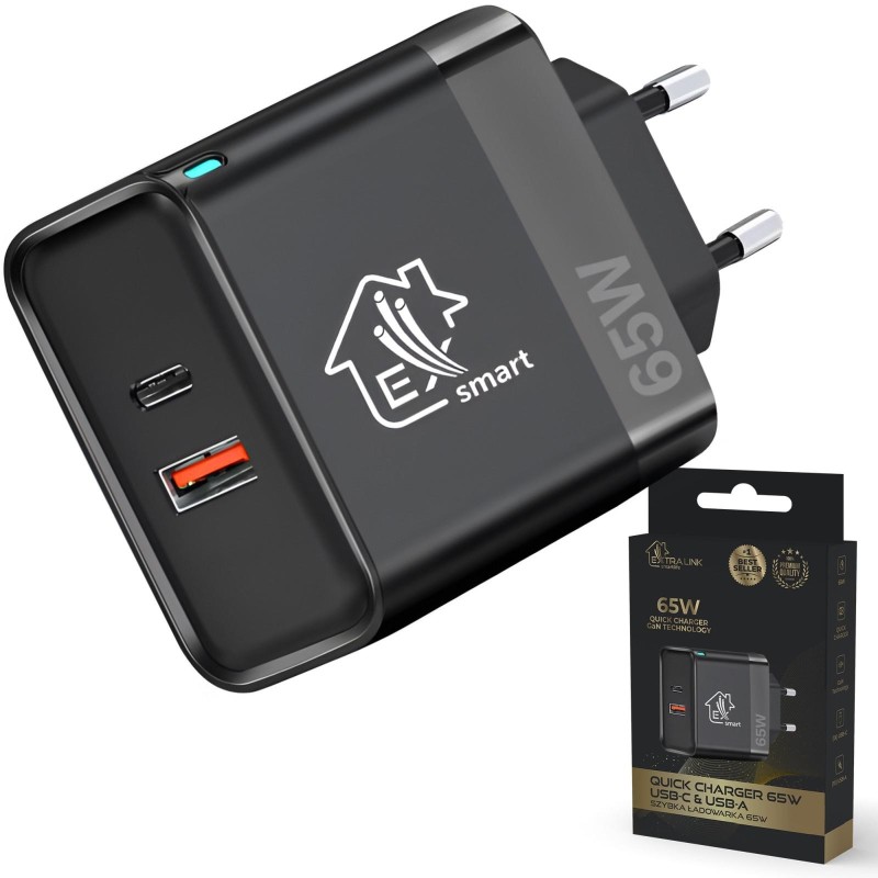 Extralink Smart Life Fast Charger 65W GaN | Caricabatterie | USB-C, U