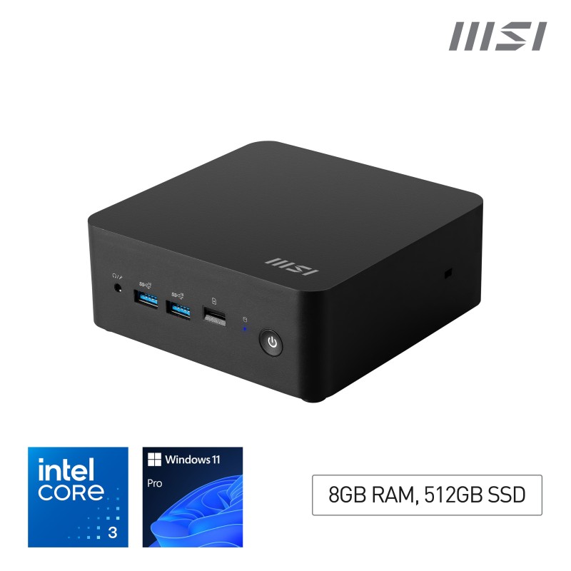 MSI Cubi NUC 1M i3 100U FS 8GB 512GB W11P Intel Core 3 DDR5-SDRAM SSD