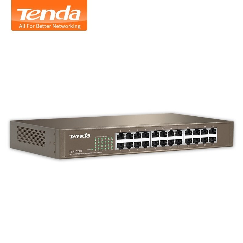 SWITCH TENDA TEF1024D 24P LAN DESKTOP 10/100M RJ45 CASE METALLICO RAC