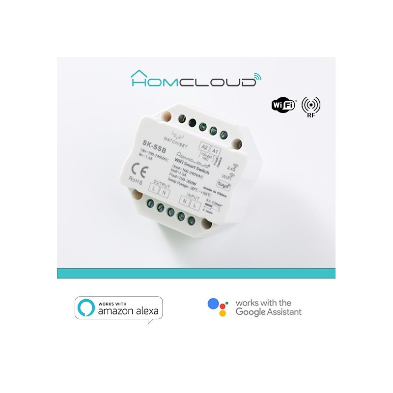 Modulo Smart Pulsante 220V AC 1CHx15A Wi-Fi+RF 24G