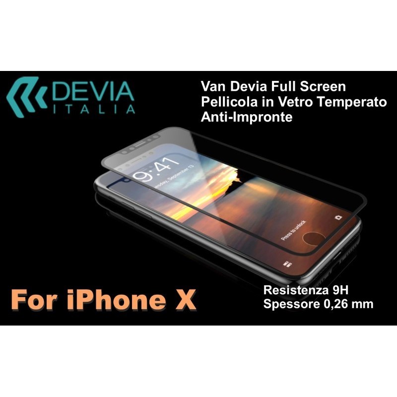 Pellicola vetro temperato Anti Imp Full Screen iPhone X Nera