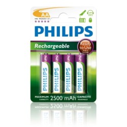 Batteria ricaricabile Philips AA 2500mAh 1,2V blister da 4