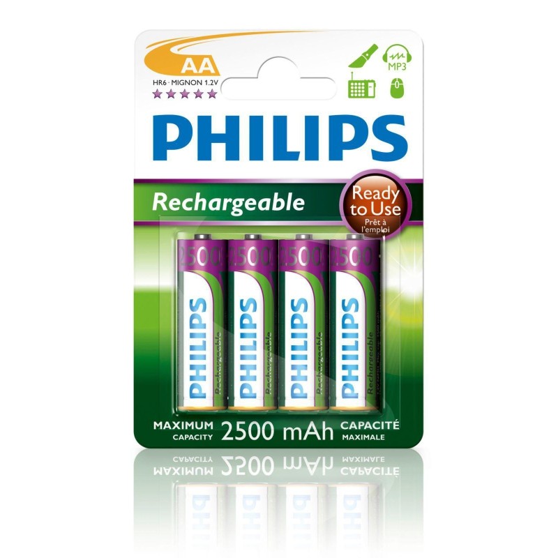 Batteria ricaricabile Philips AA 2500mAh 1,2V blister da 4