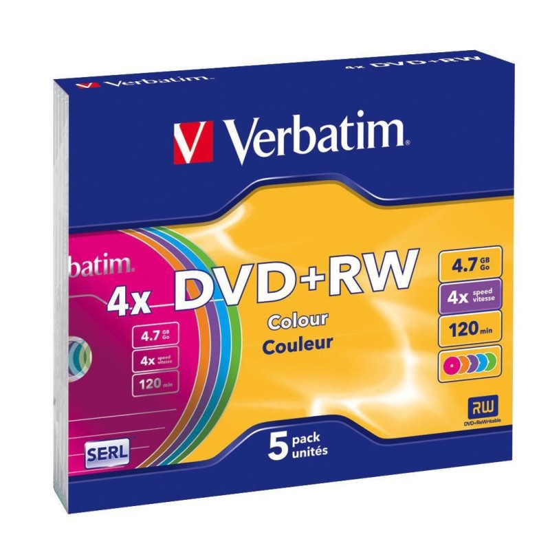 Verbatim DVD+RW Colours 4,7 GB 5 pz