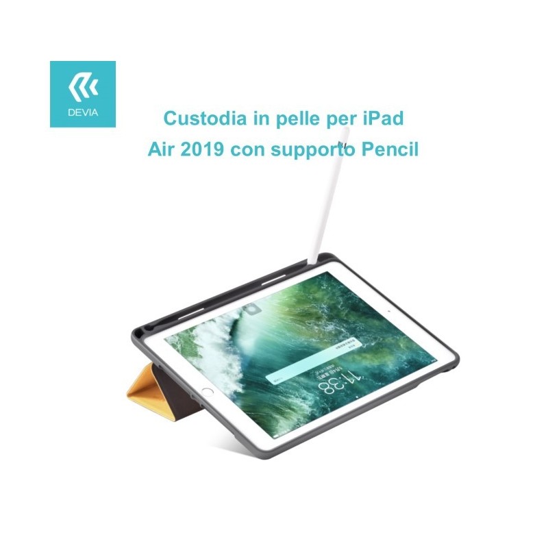 Custodia in pelle per iPad Air 2019 con supporto Pencil Blu