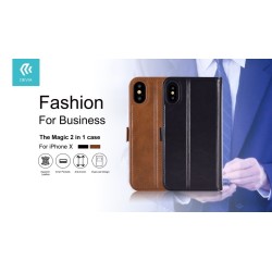 Cover in Pelle con Porta Documenti Magic per iPhone X Nera