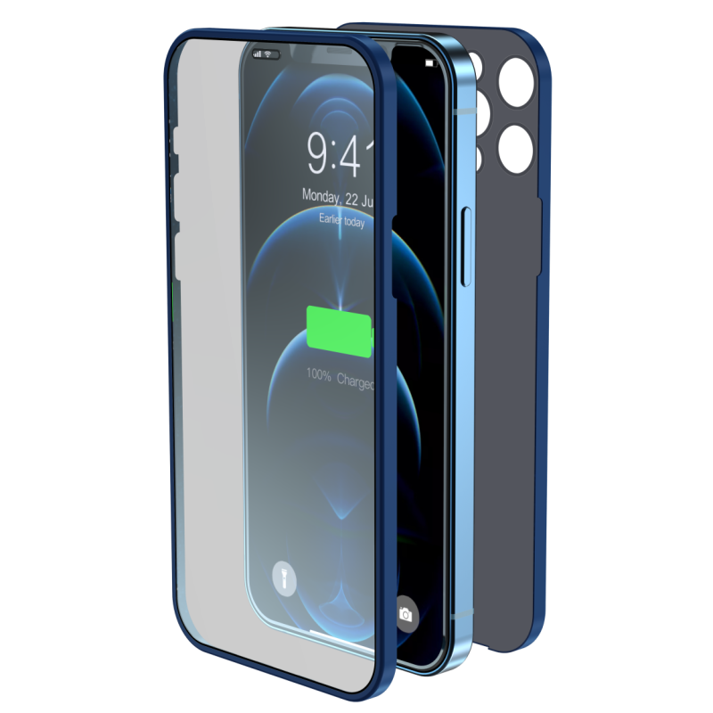 Cover Vetro Totale protezione per iPhone 12 Blu