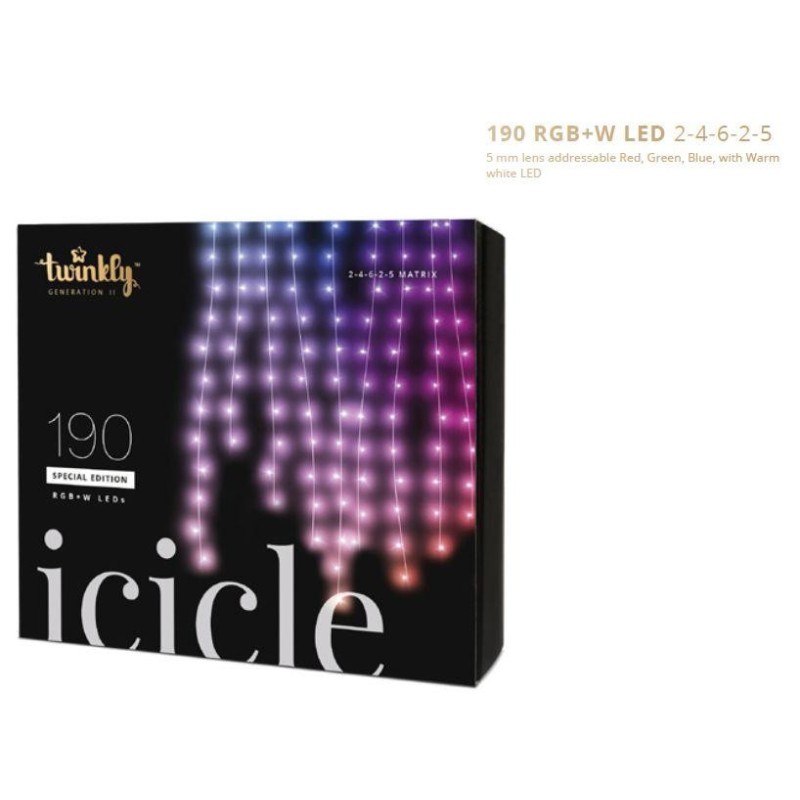 twinkly Smarte Lichterkette ICICLE mit 190 LED RGBW, 5m, WiFi, IP 44