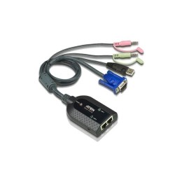 Aten Dual USB - VGA to CAT5e/6 KVM Adapter Cable, Audio &amp; Virtual Med