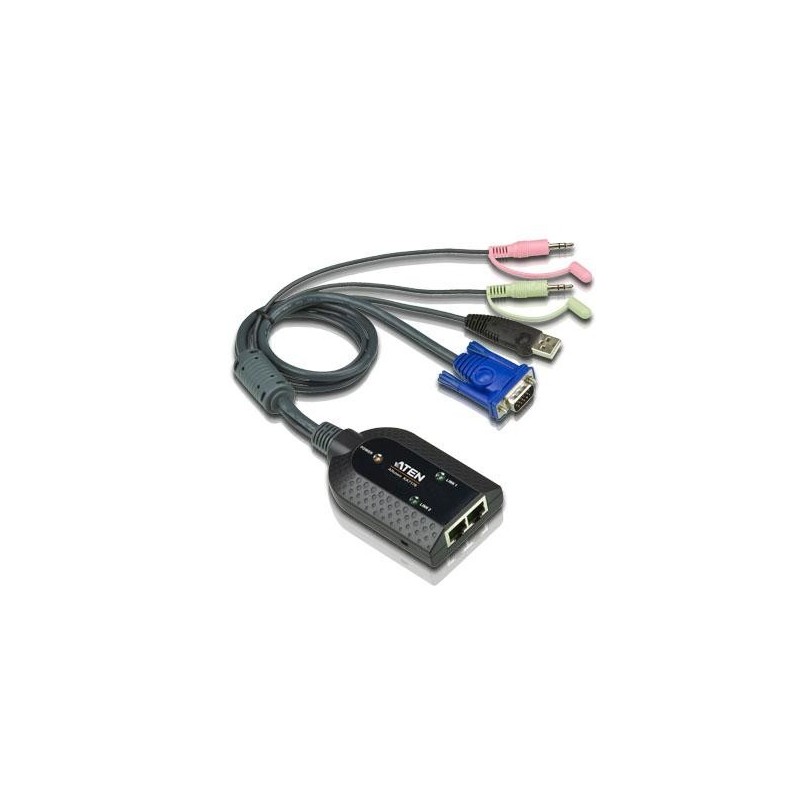 Aten Dual USB - VGA to CAT5e/6 KVM Adapter Cable, Audio &amp; Virtual Med