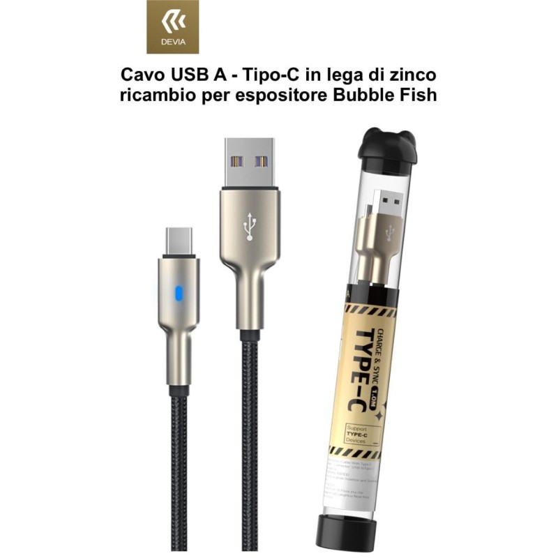 Cavo Usb A - Tipo-C in lega di zinco ricambio per espositore