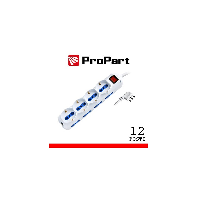 Multipresa 12pos bipasso + bipasso/schuko spina16A +interr