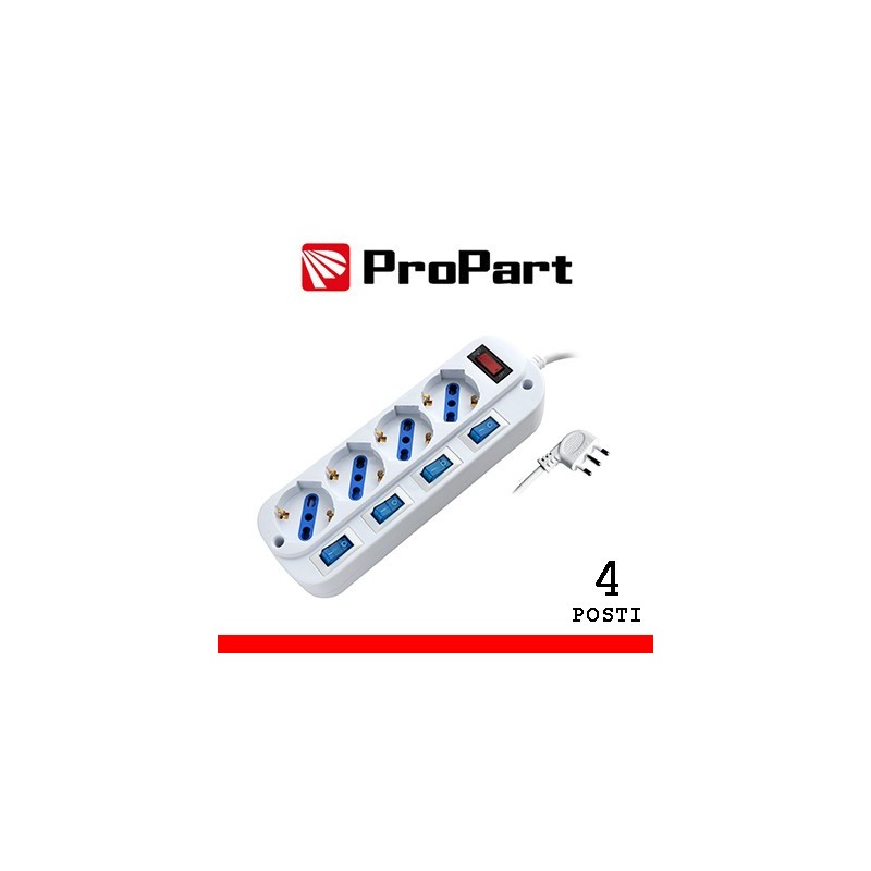 Multipresa 4pos bipasso/schuko spina16A +interr multipli