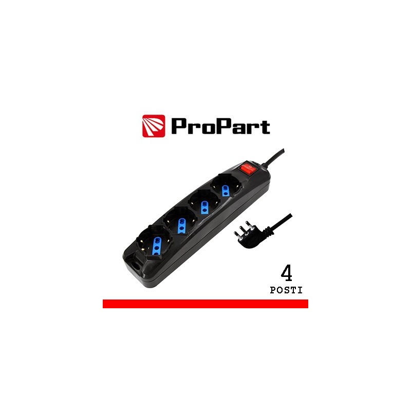 Multipresa 4pos bipasso/schuko spina16A +interr nera