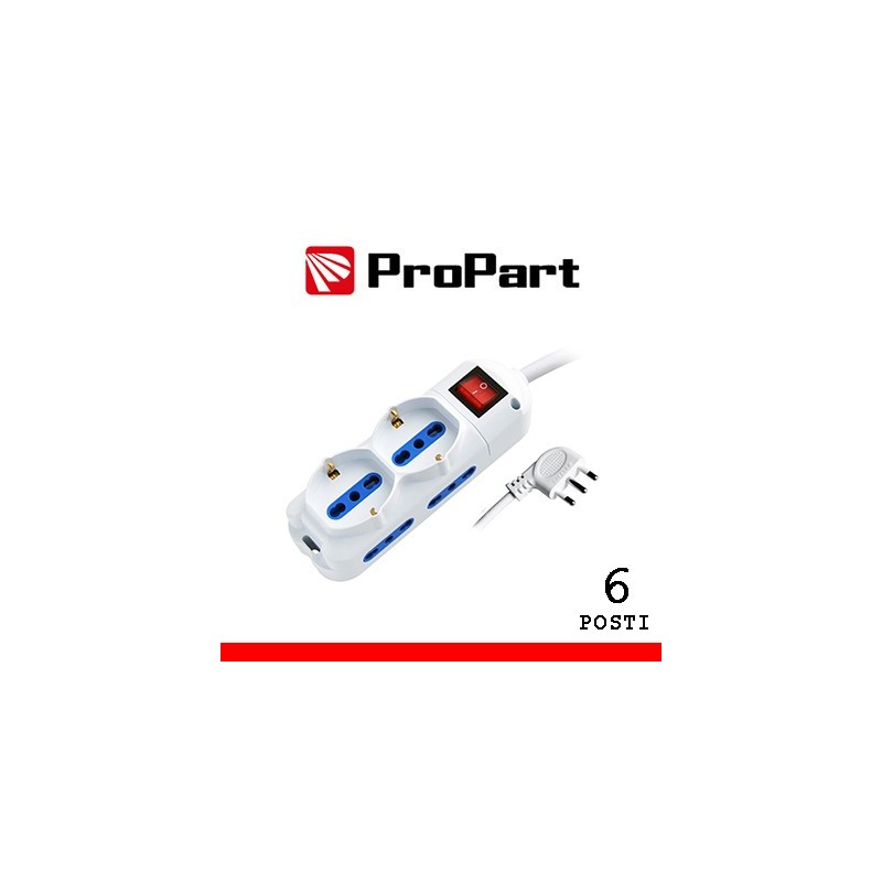 Multipresa 6pos bipasso + bipasso/schuko spina16A +inter 3m