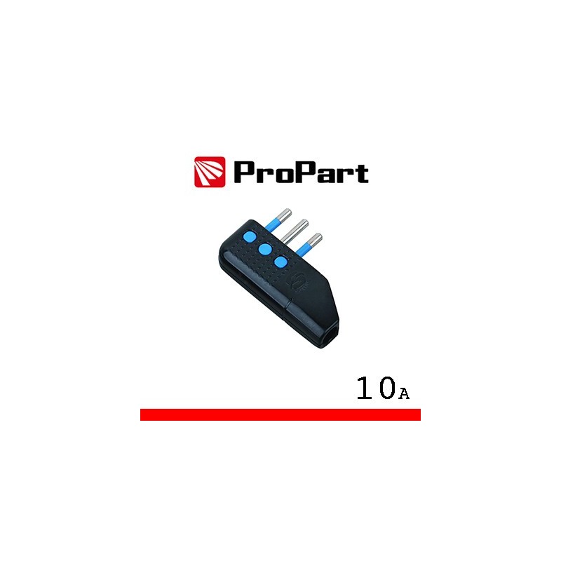 Spina 10A 2P+T uscita cavo 90Â° nera polybag