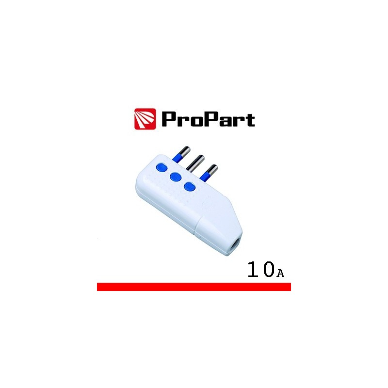 Spina 10A 2P+T uscita cavo 90Â° polybag