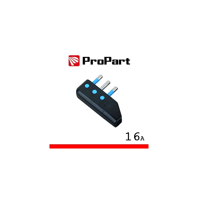 Spina 16A 2P+T uscita cavo 90Â° nera polybag