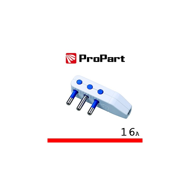 Spina 16A 2P+T uscita cavo 90Â° polybag