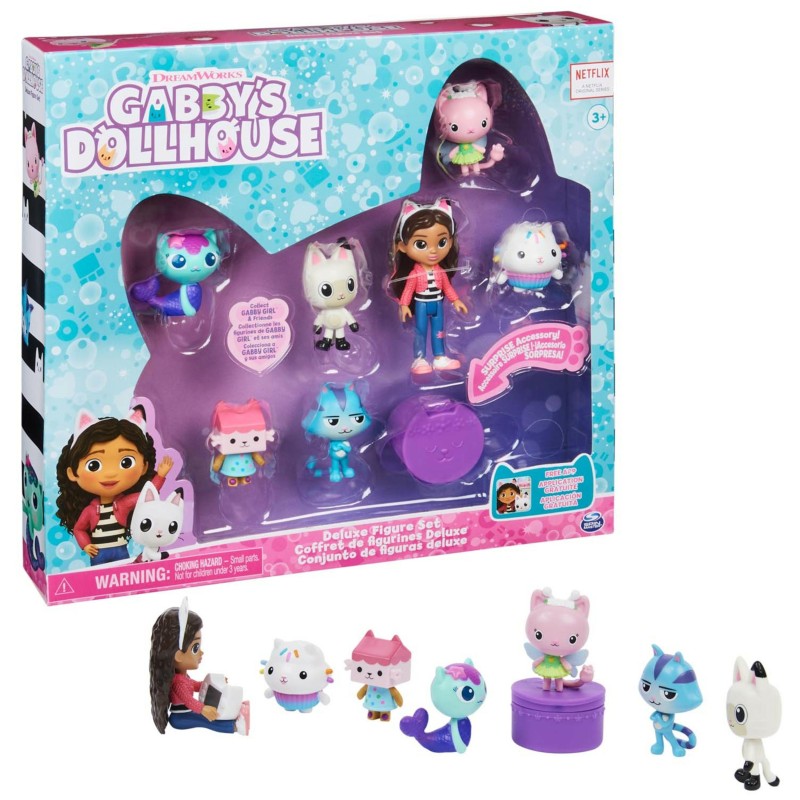 Gabby&#039;s Dollhouse , Confezione deluxe con Gabby e gattini, 7 personag