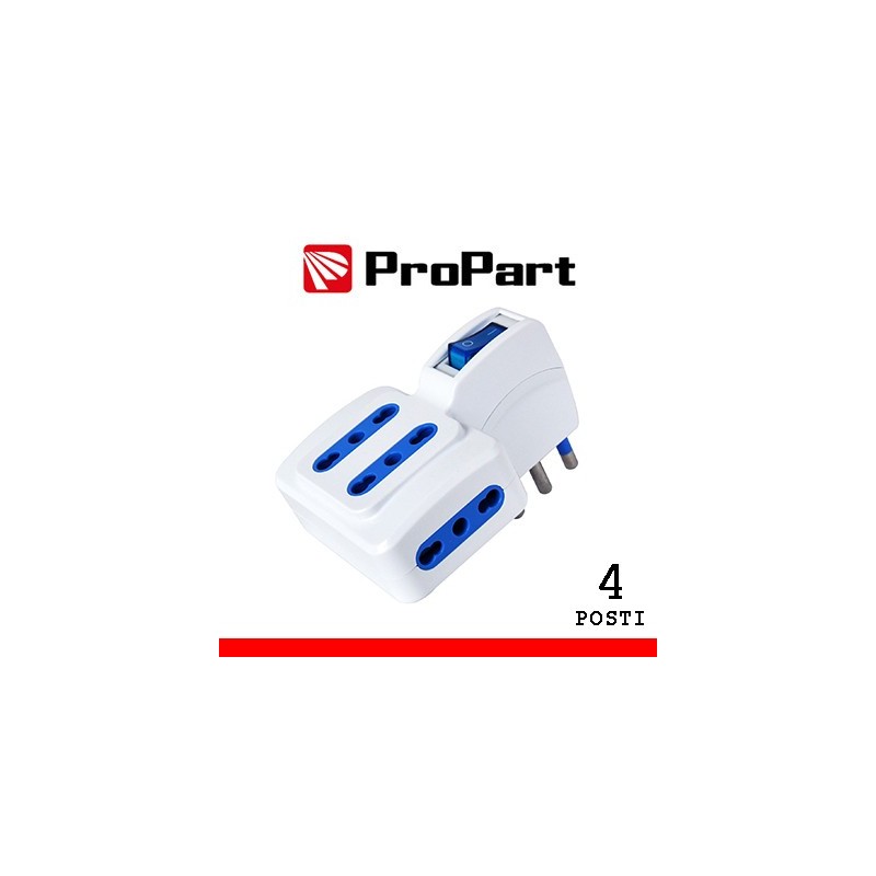 Adattatore 4pos bipasso spina16A salvaspazio + interr
