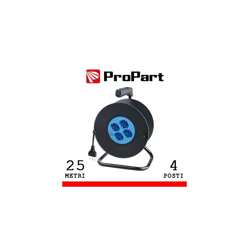 Avvolgicavo 4pos bipasso/schuko 25metri con protez termica