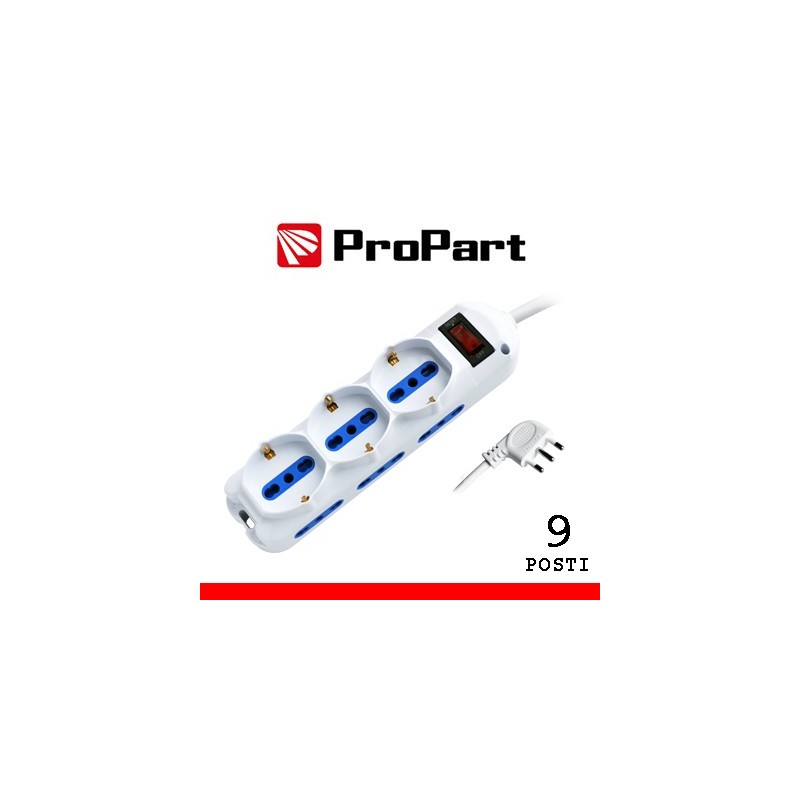 Multipresa 9pos bipasso + bipasso/schuko spina10A + inter