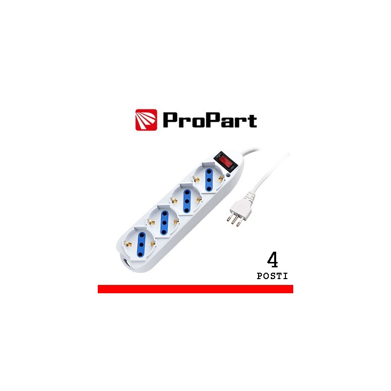 Multipresa 4pos bipasso/schuko spina10A +interr