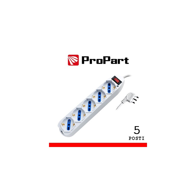 Multipresa 5pos bipasso/schuko spina10A +interr