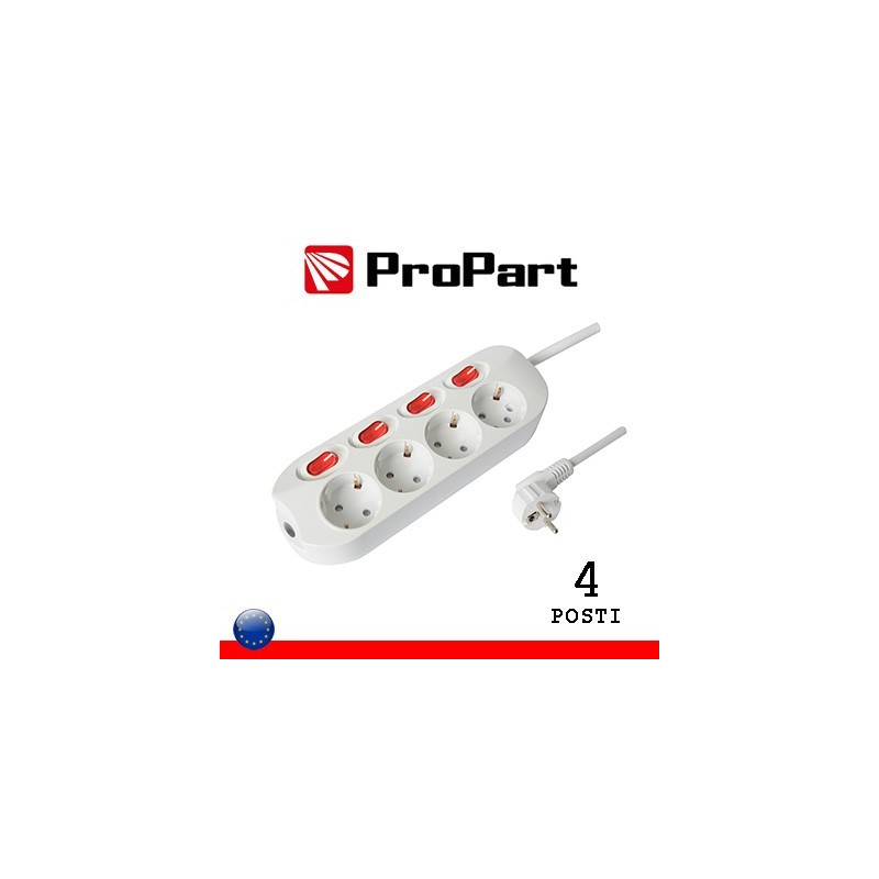 Multipresa 4pos Schuko spina Schuko +interr multipli