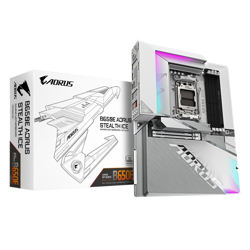 GIGABYTE Scheda Madre B650E AORUS STEALTH ICE - Supporta CPU AMD Ryze