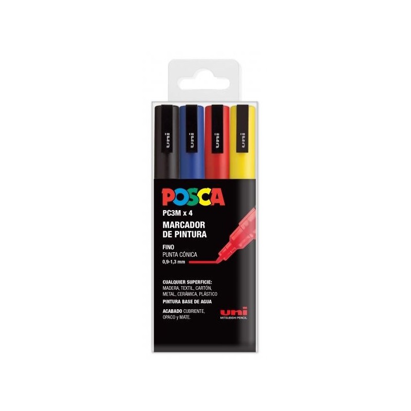 Uni Posca Marcatore per pittura a base d&#039;acqua - PC-3M/4C ESTUCHE BAS