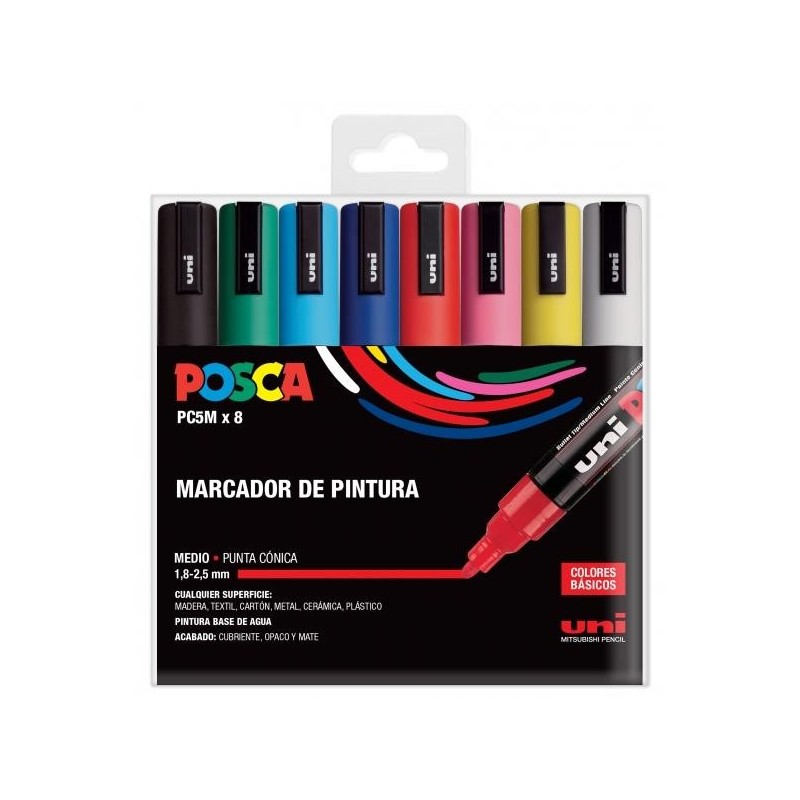 Uni Posca Marcatore di Pittura a Base di Acqua - PC-5M/8C Set Basic 1