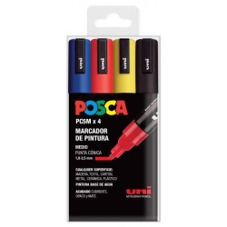 Uni Posca - Set di 4 marcatori per pittura a base d&#039;acqua - PC-5M/4C 