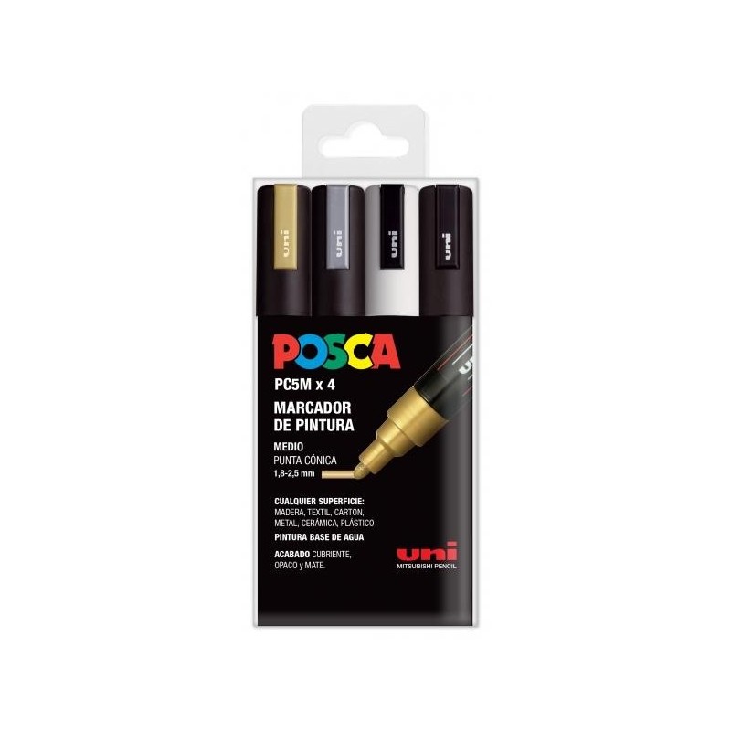 Uni Posca Marcatore a Punta a Bulbo a Base Acqua - PC-5M/4C GSWB - Co